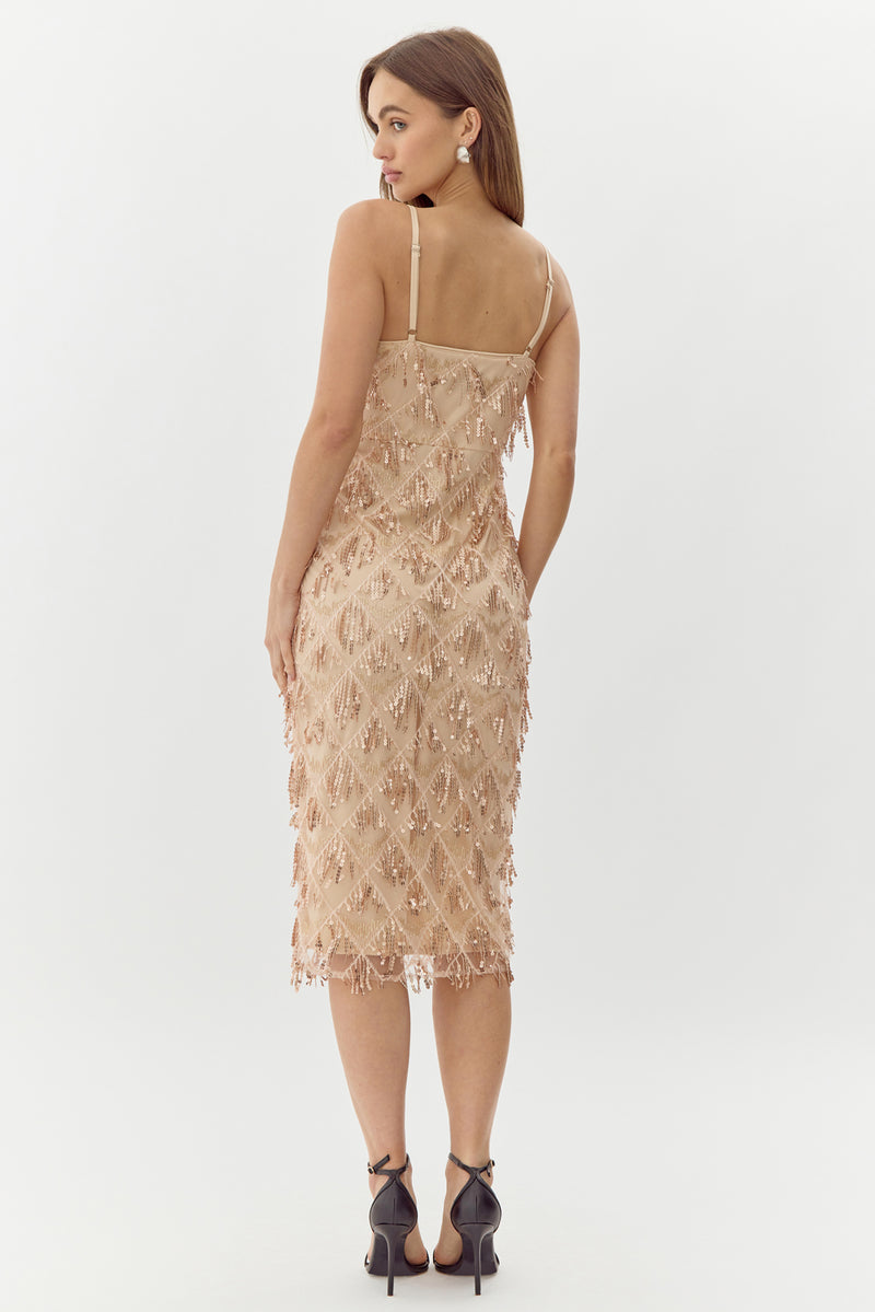 Leslie Fringe Sequins Midi Dress