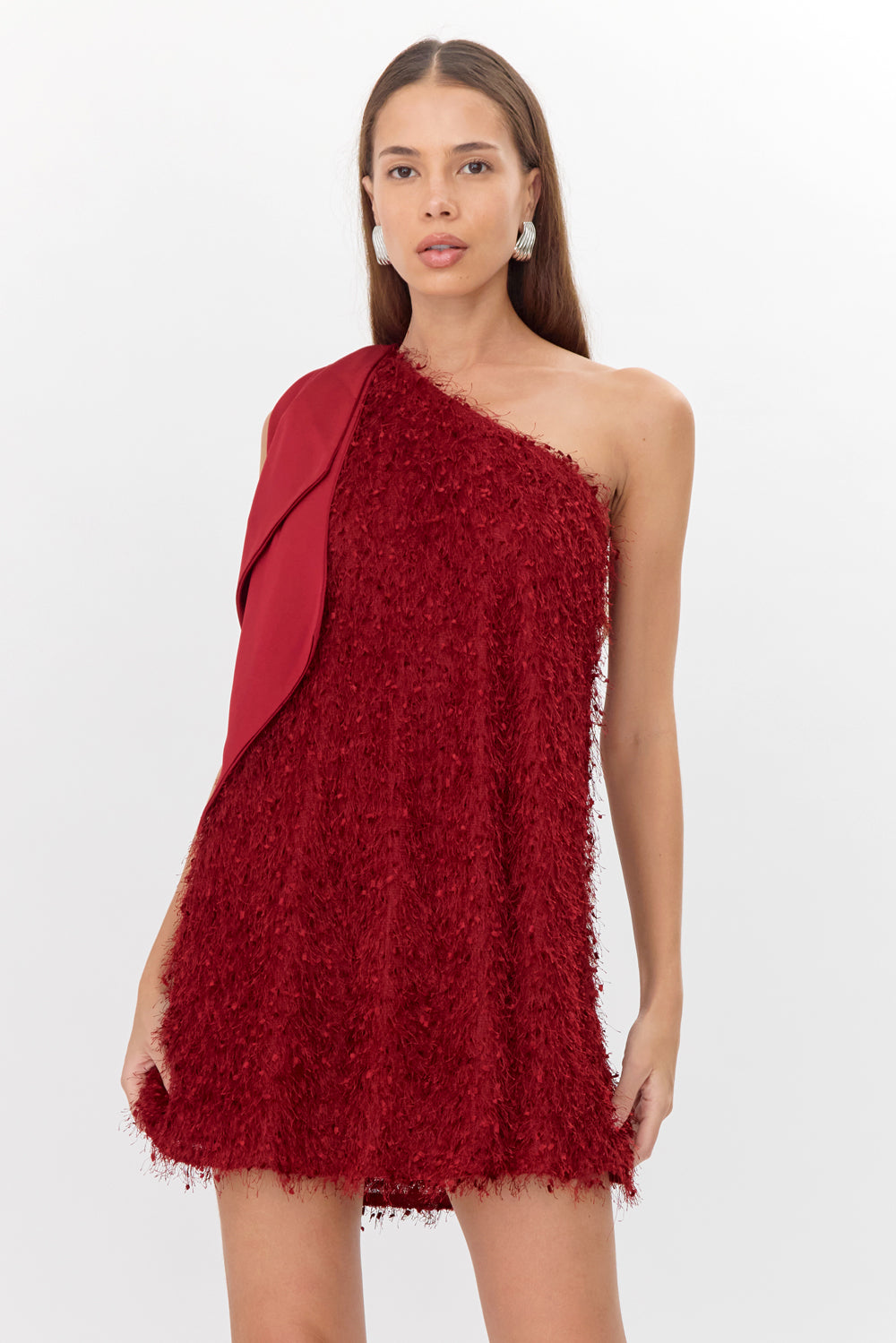 Elisha One Shoulder Fringe Mini Dress