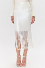 Milana Sequins Fringe Midi Skirt