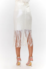 Milana Sequins Fringe Midi Skirt