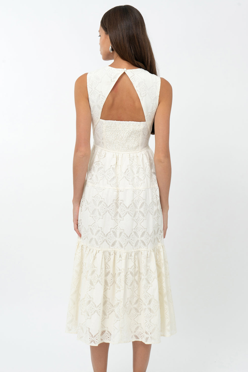 Marina Lace Tiered Midi Dress