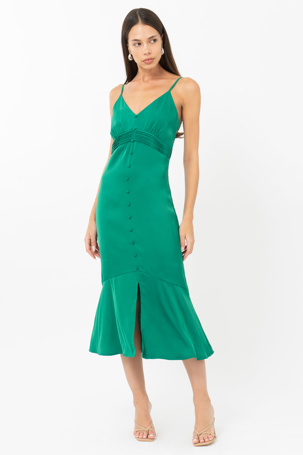 Mandie Button Front Midi Dress