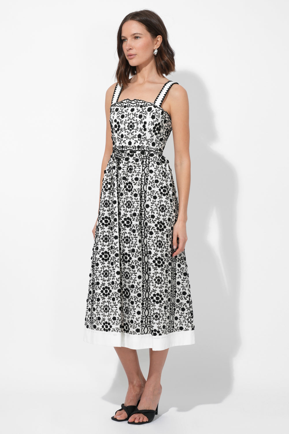 Cyrus Floral Embroidered Midi Dress