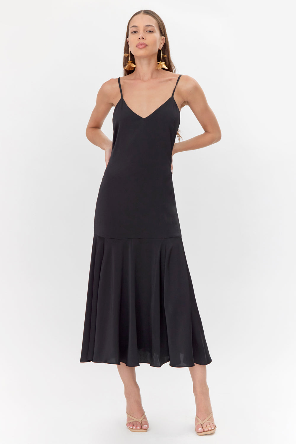 Rhegan V-Neck Slip Dress W/ Flared Hem