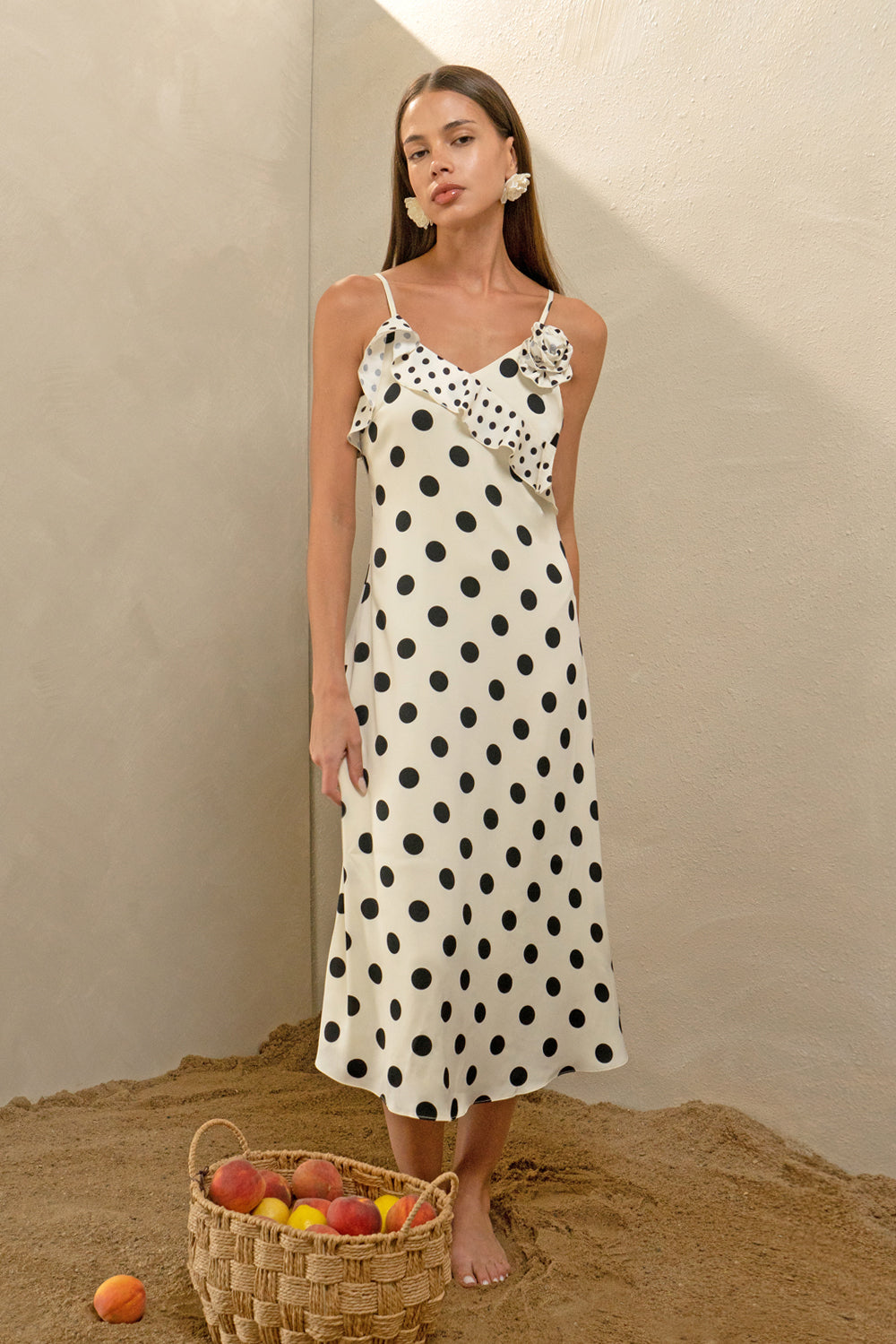 Sloane Polka Dot Rosette Midi Dress