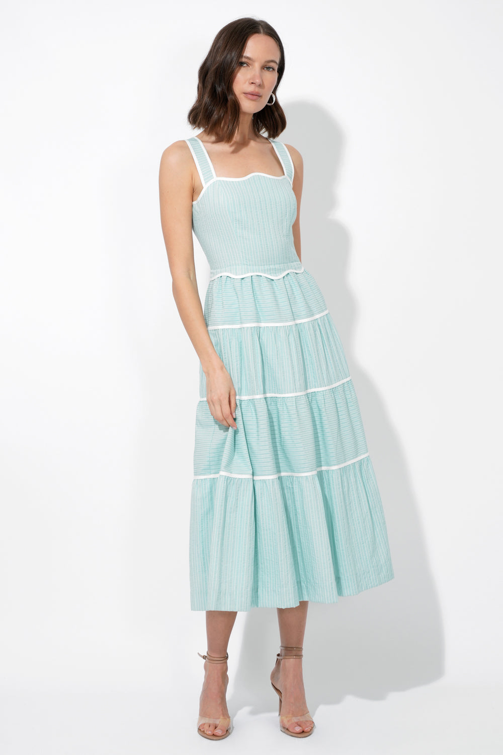 Oxford Cotton Tiered Dress