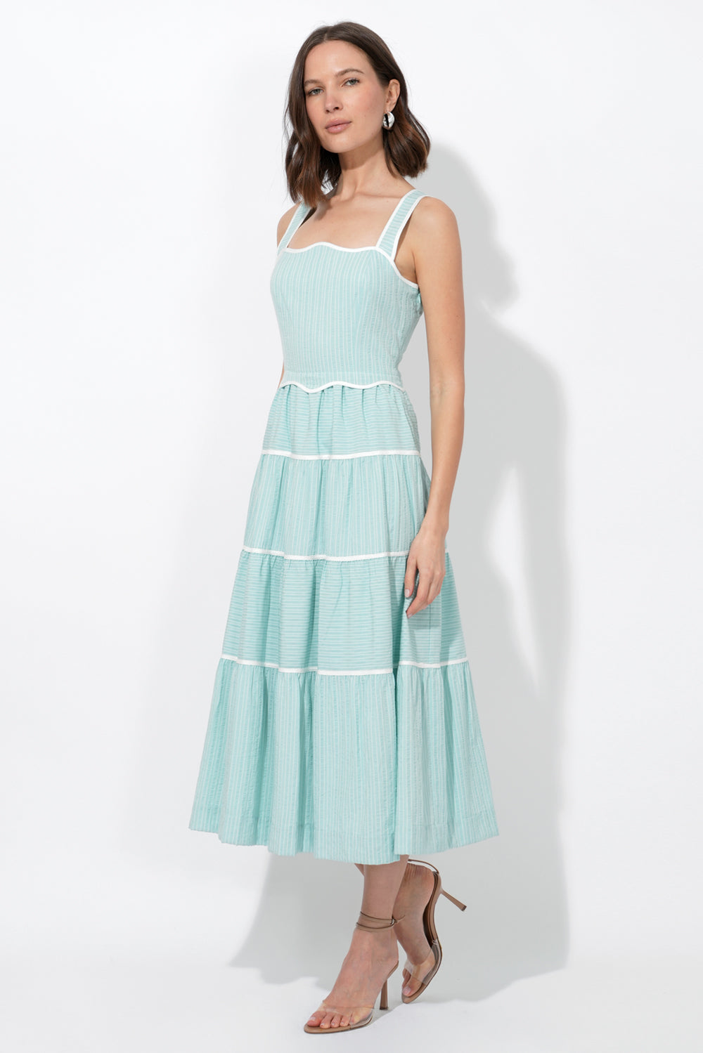 Oxford Cotton Tiered Dress