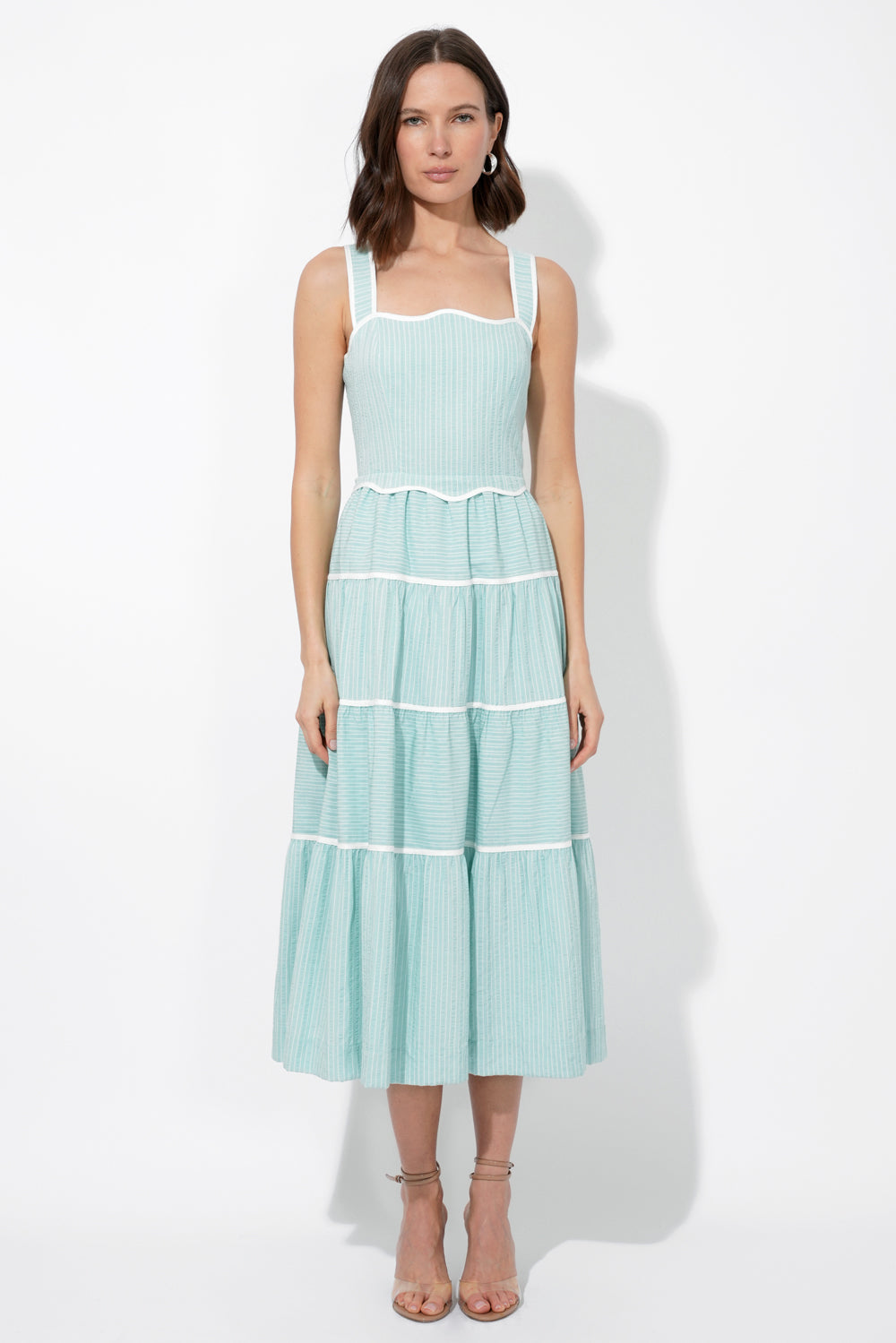 Oxford Cotton Tiered Dress