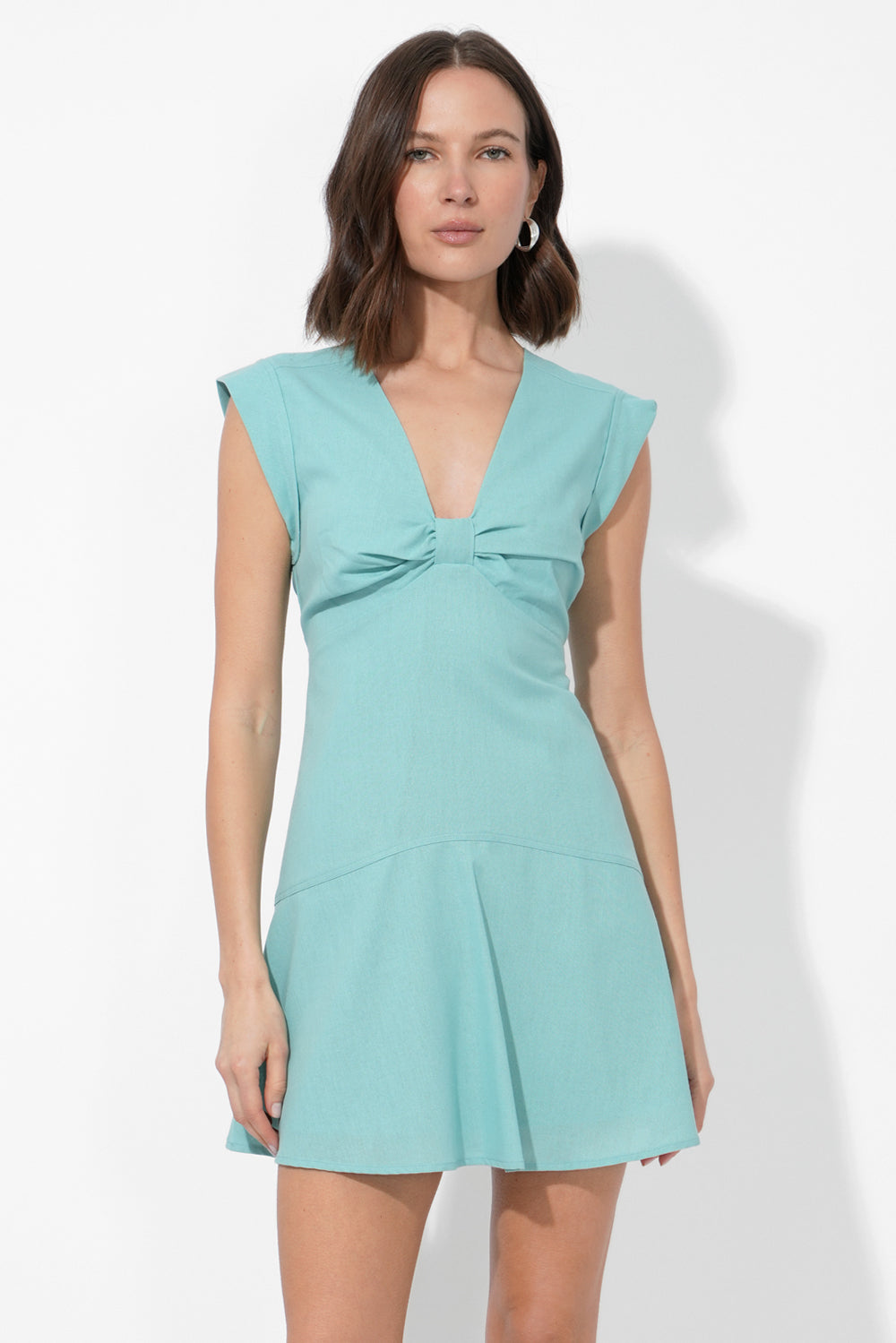 Vesper Linen Front Twist Mini Dress