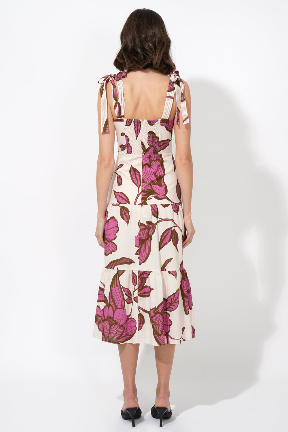 Melrose Shoulder Tie Printed Maxi Dress