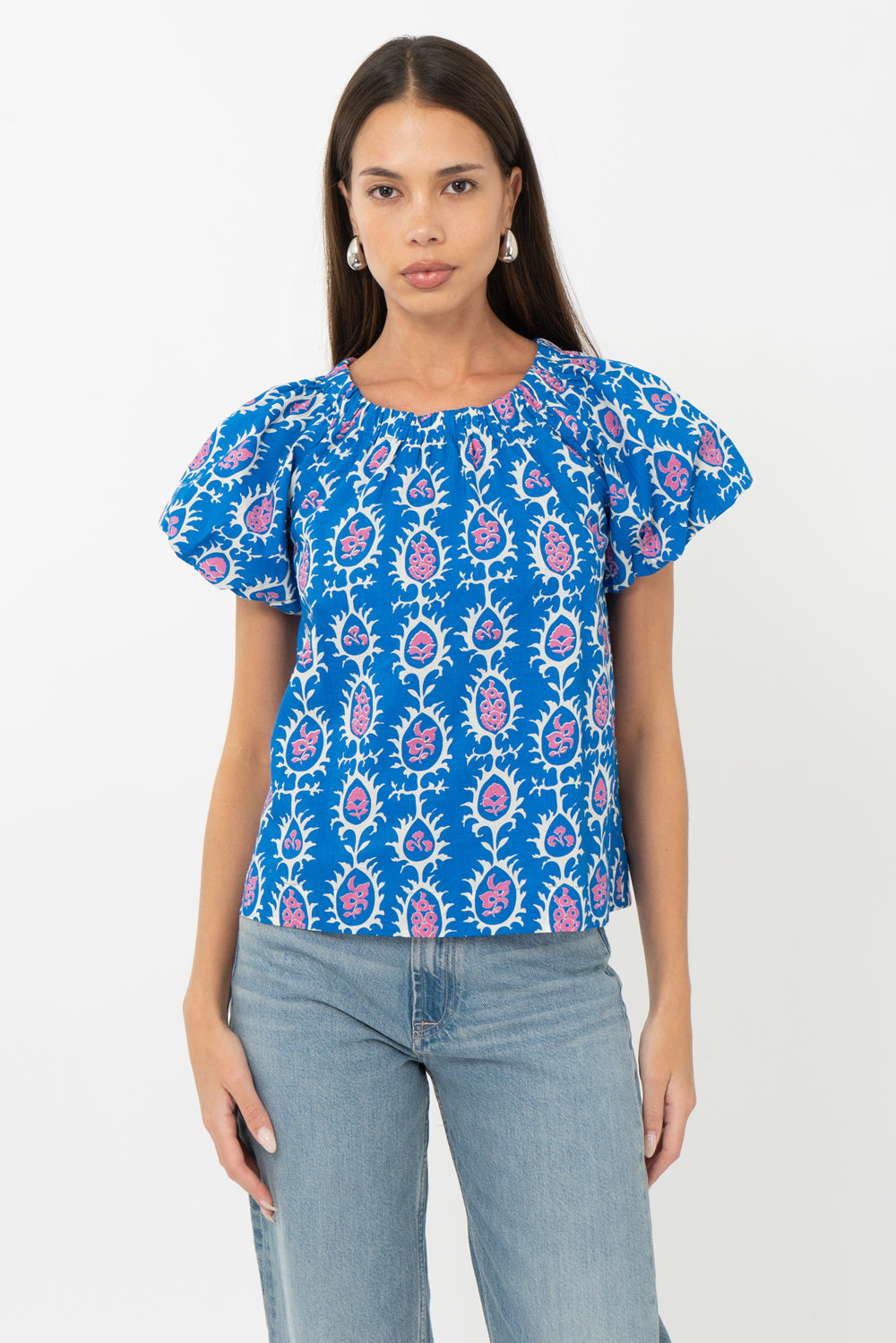 Ren Printed Flutter Sleeve Top