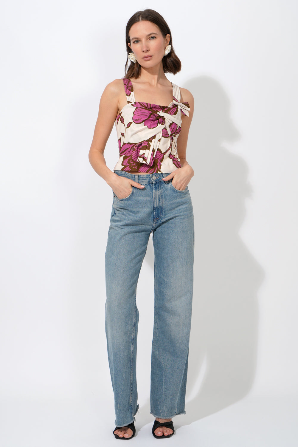 Layne Front Tie Printed Top