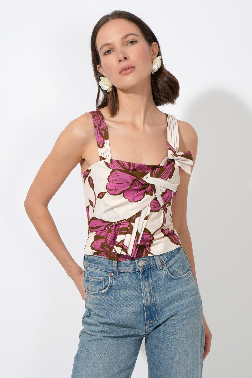 Layne Front Tie Printed Top