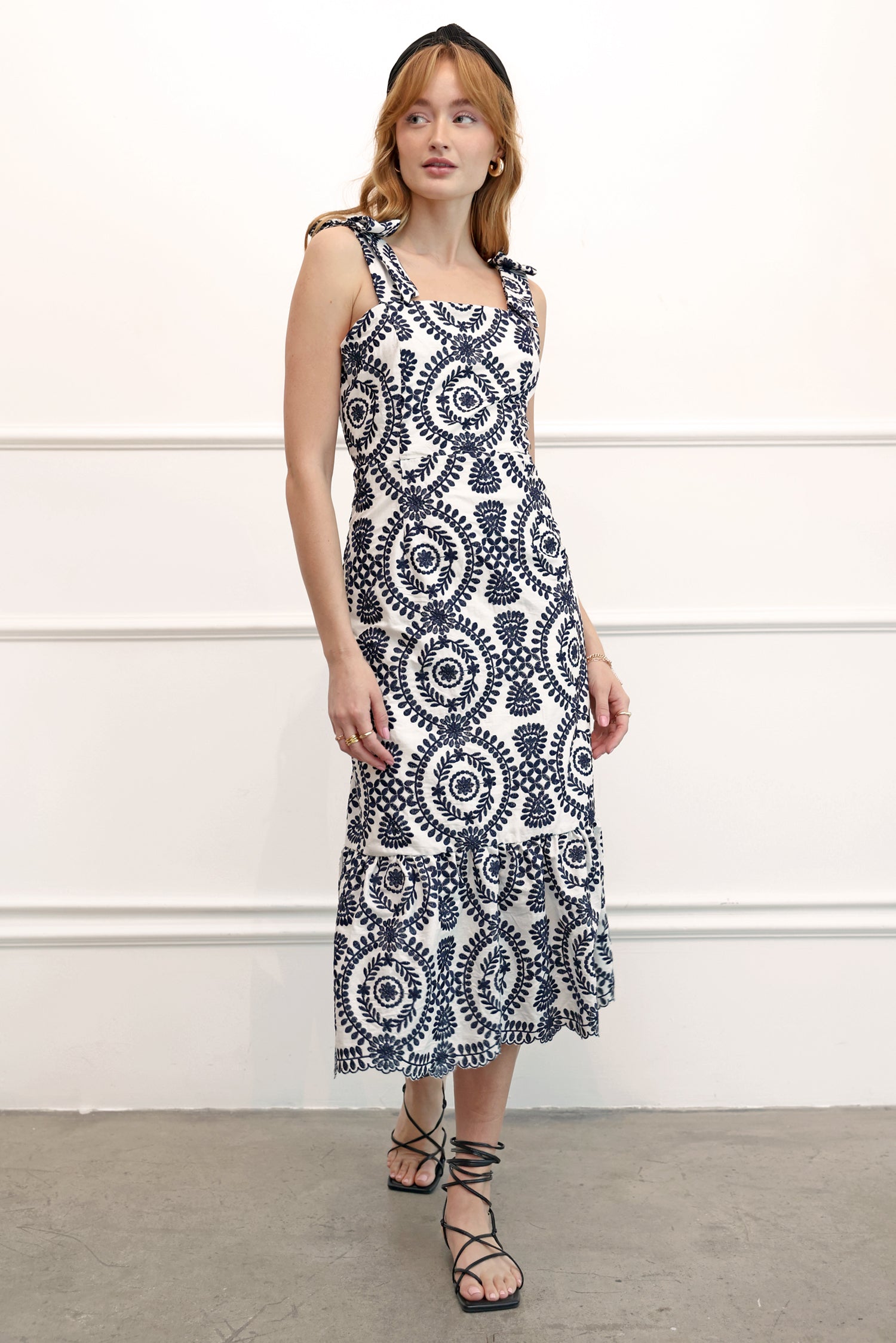 Layla Embroidered Midi Dress