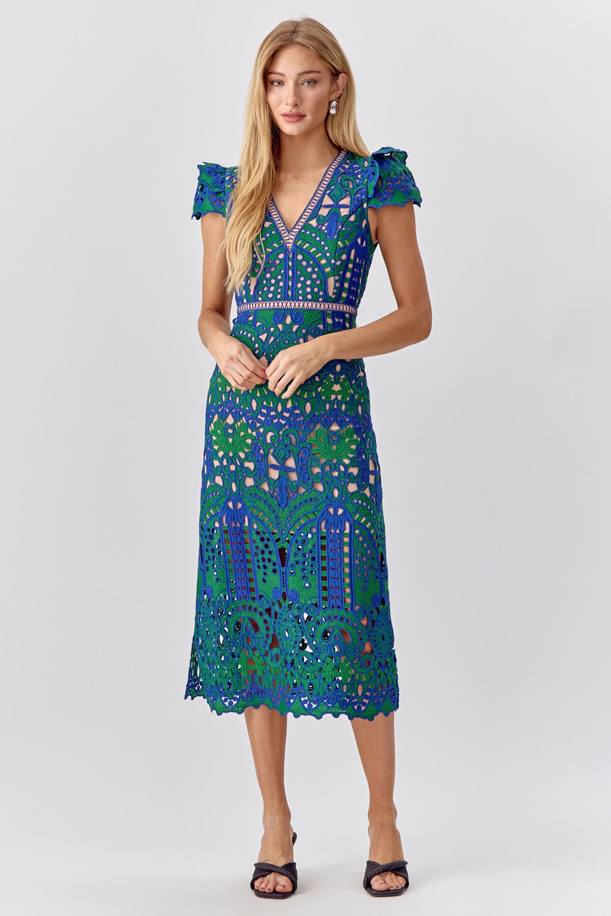 Adeline Crochet Lace Midi Dress