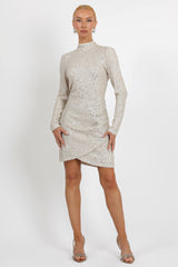 Riina Sequins Mock Neck Mini Dress