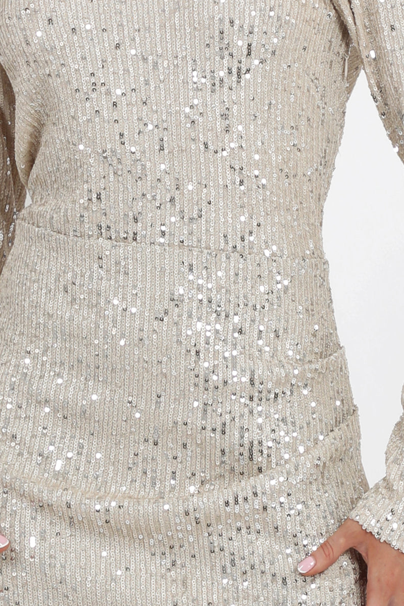 Riina Sequins Mock Neck Mini Dress