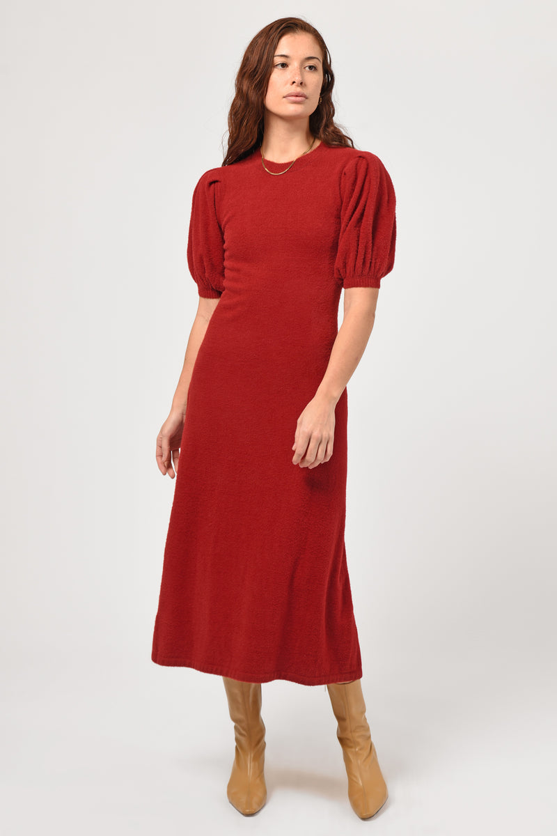 Knit dress with puff sleeves hotsell