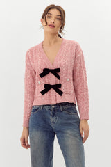 Lauren Bow Front Jeweled Cardigan