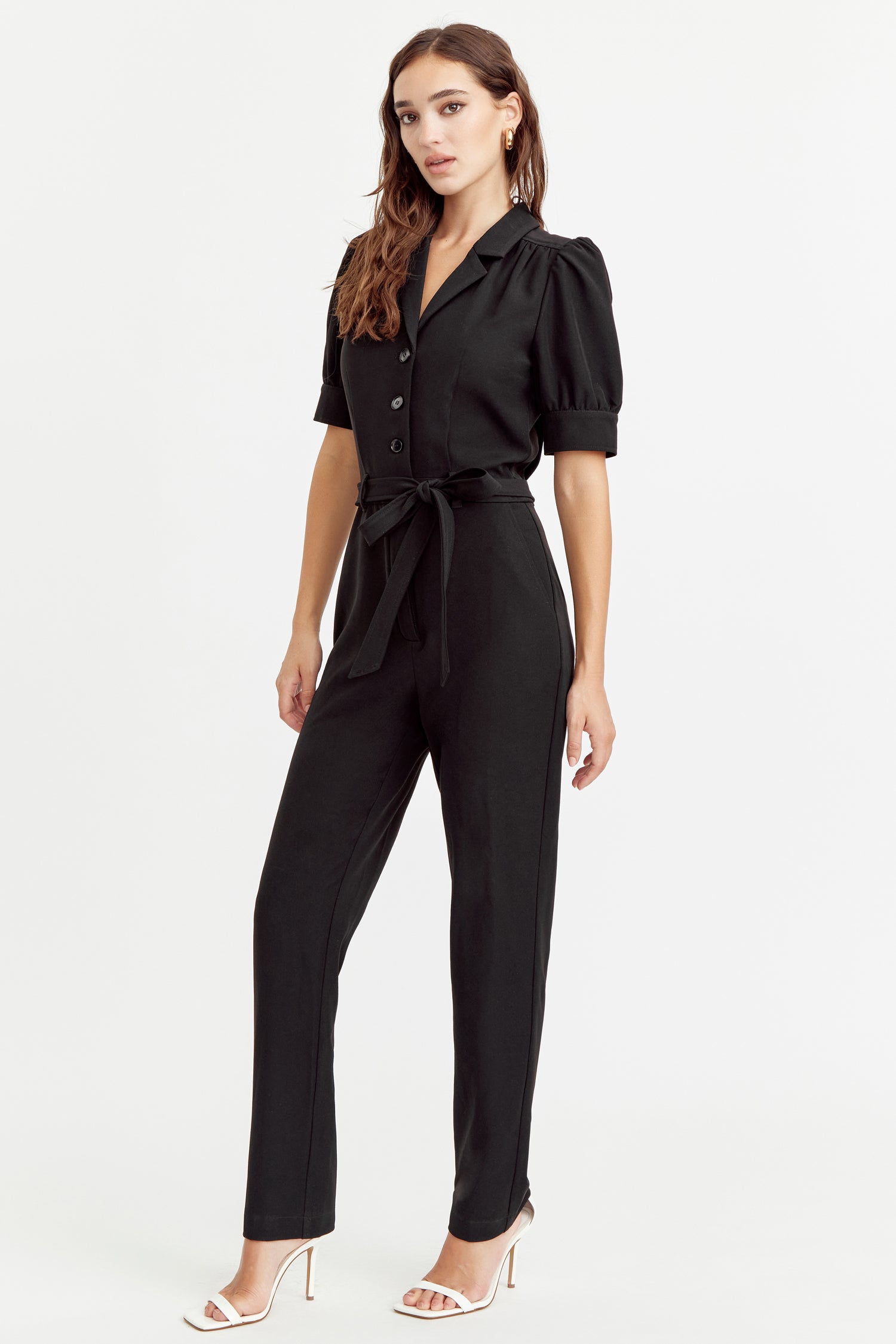 Charlotte Puff Sleeve Crepe Jumpsuit