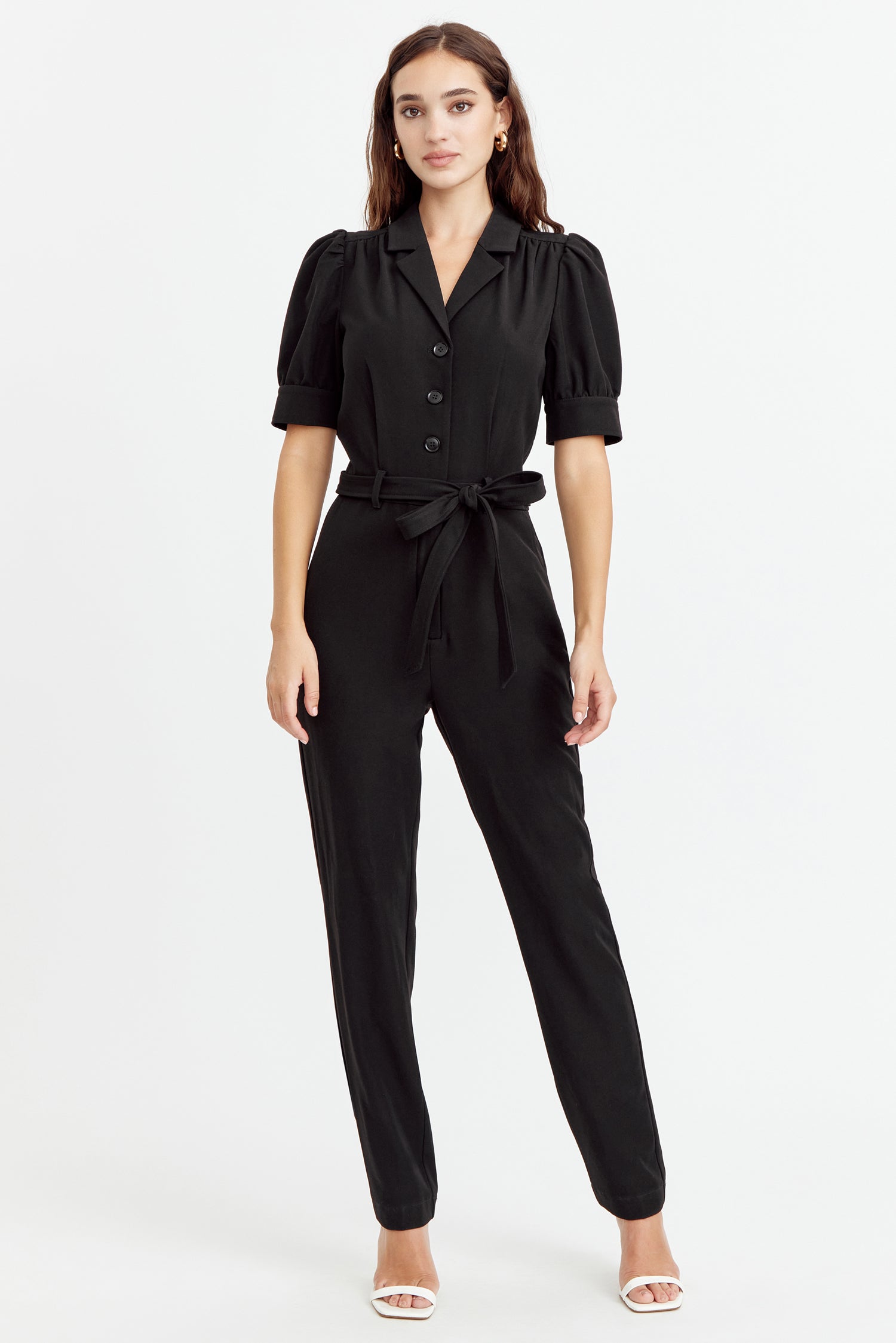 Charlotte Puff Sleeve Crepe Jumpsuit