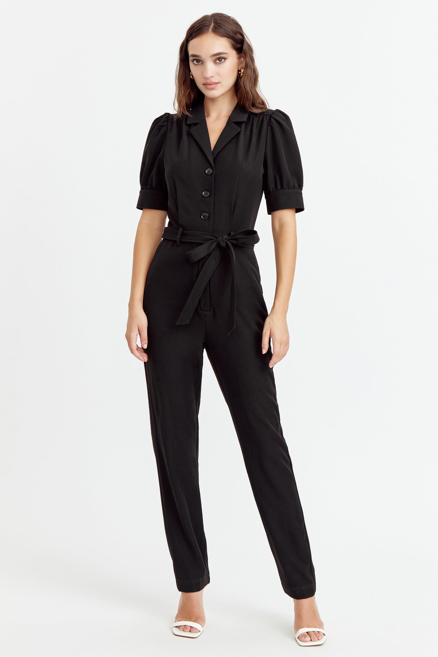 Charlotte Puff Sleeve Crepe Jumpsuit