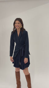 Rosayln Tie Waist Pleated Blazer Dress