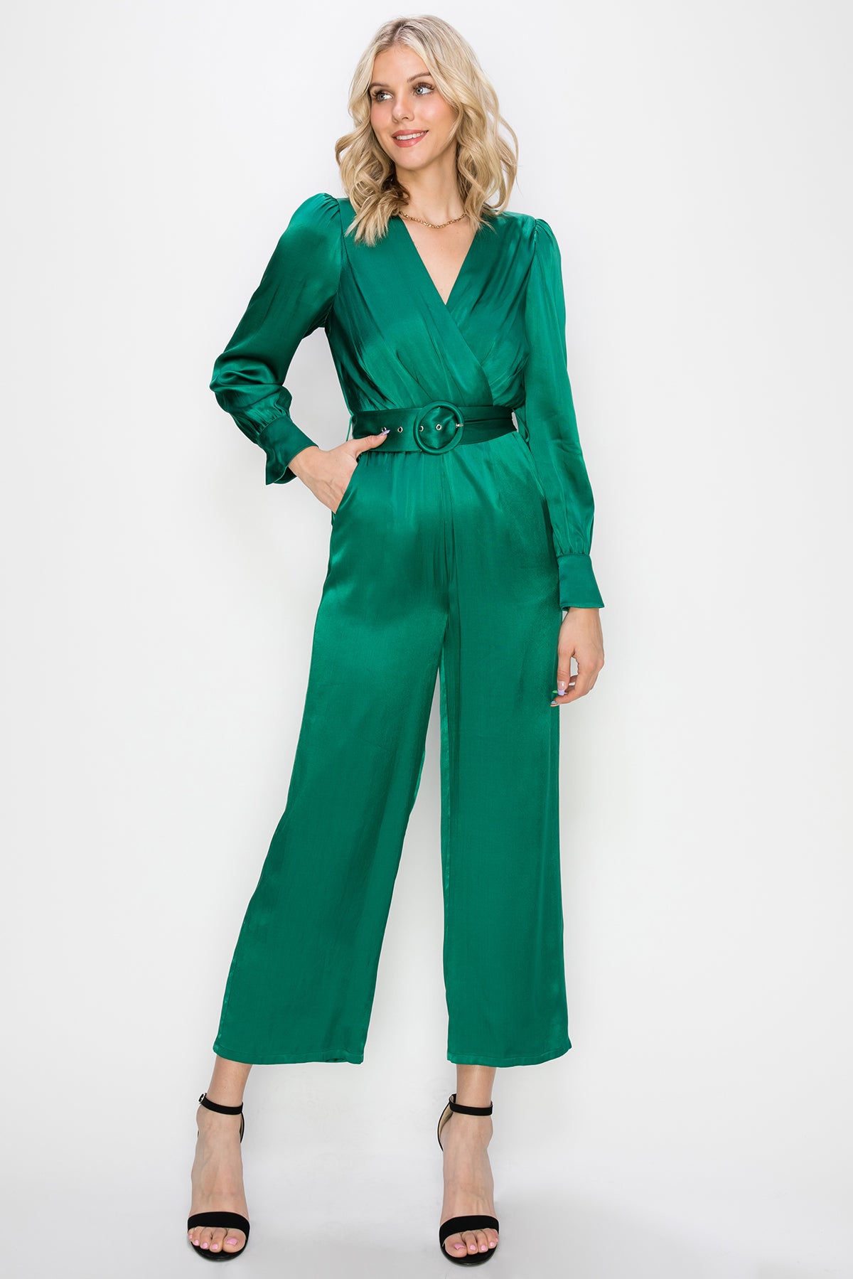 Verana Wide Cuff Belted Jumpsuit - FINAL SALE