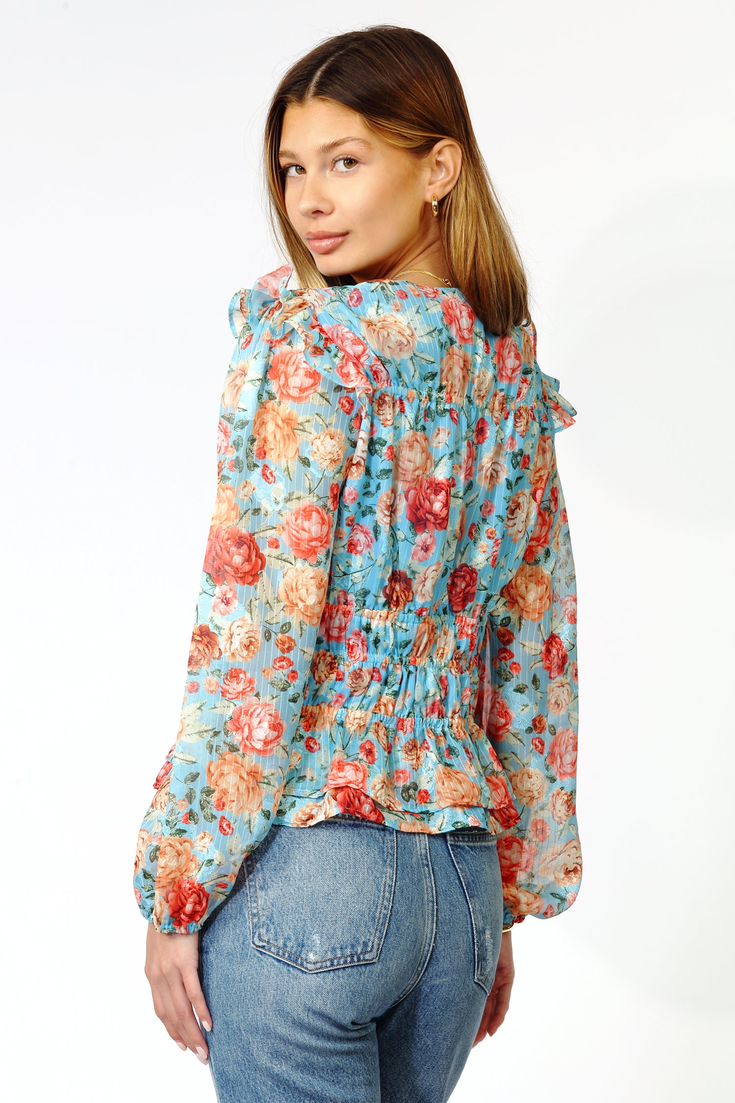 Amelia Tie Front Floral Blouse