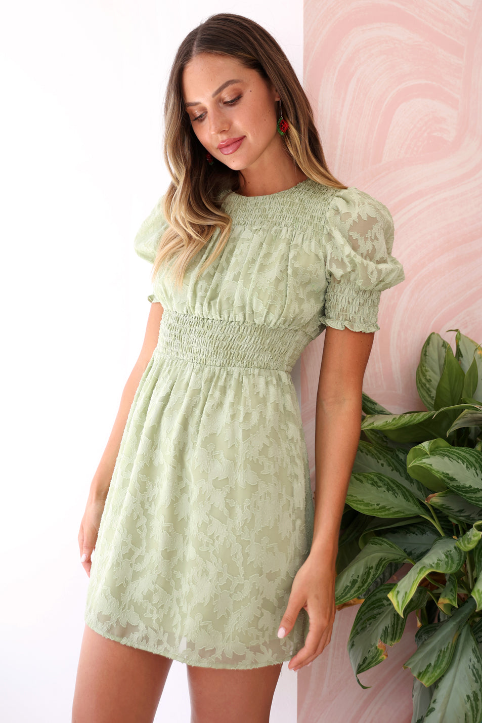 Jules Smocked Burnout Chiffon Mini Dress