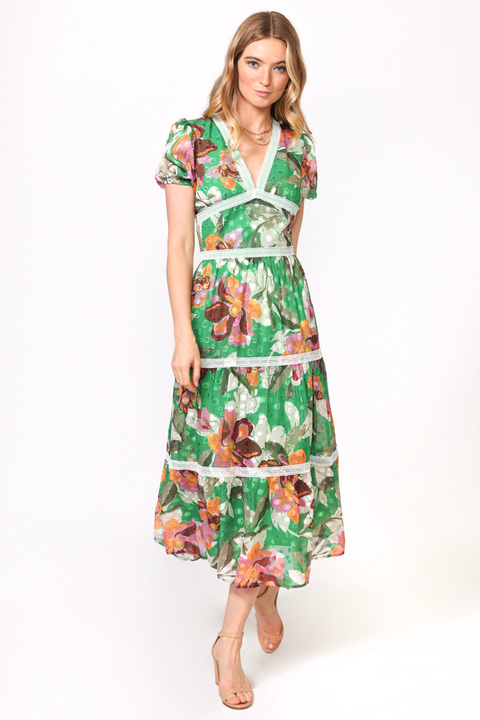 Lian Jacquard Printed Midi Dress