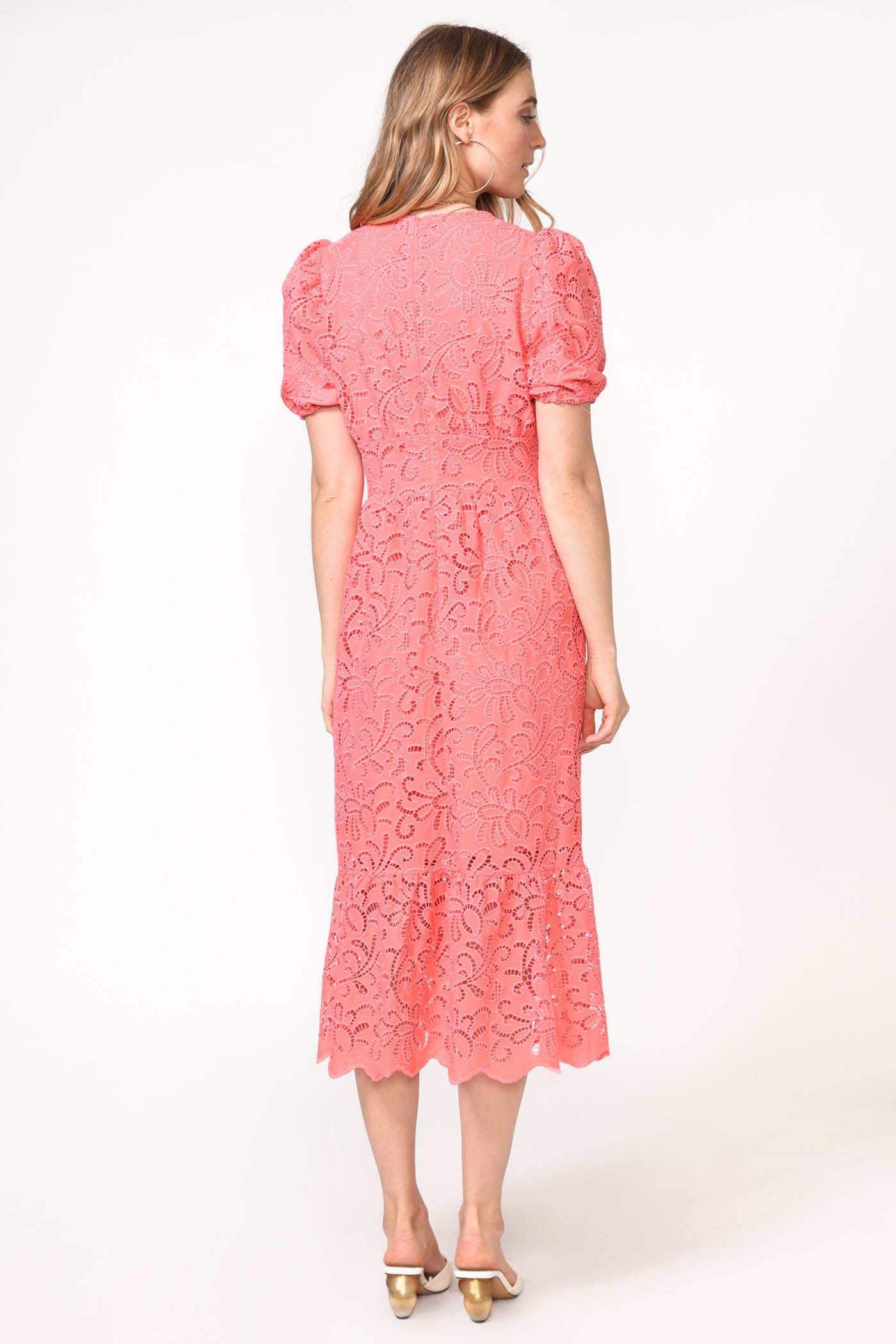 Farrah Embroidered Eyelet Midi Dress | Adelyn Rae