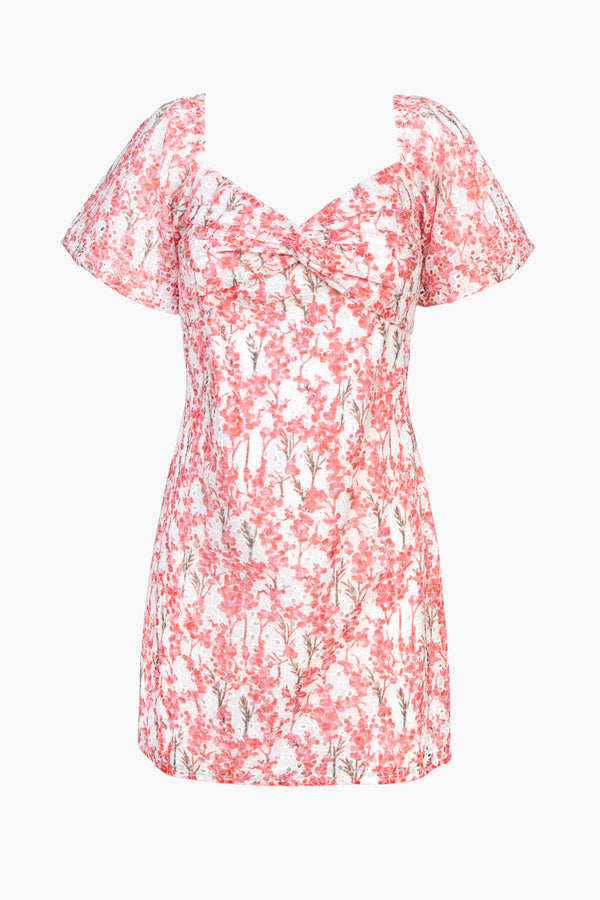 Collen Embroidered Lace Puff Sleeve Dress - FINAL SALE