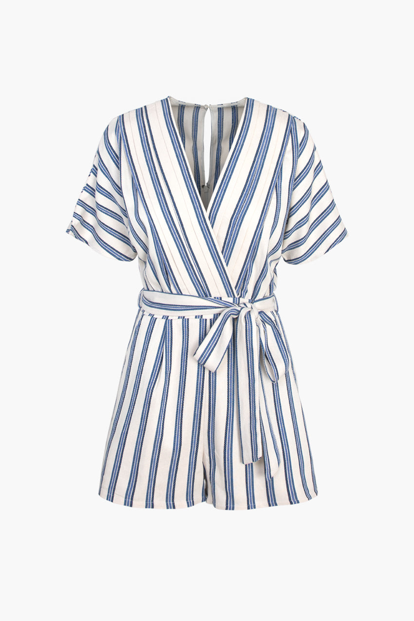 Lucila Stripe Rayon & Cotton Romper - FINAL SALE